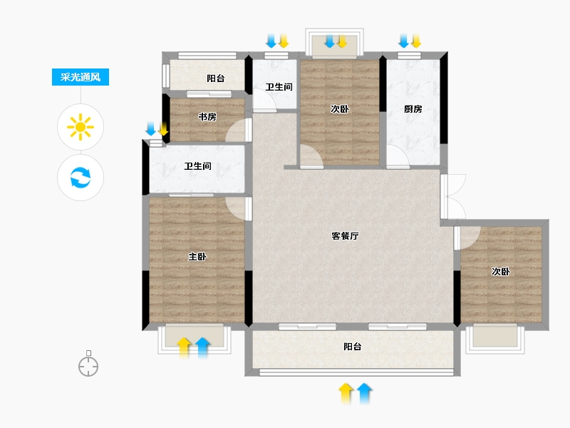 江西省-赣州市-锦绣华府-114.40-户型库-采光通风