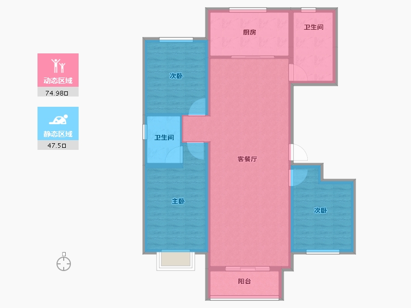 河北省-邢台市-水岸学府-110.82-户型库-动静分区