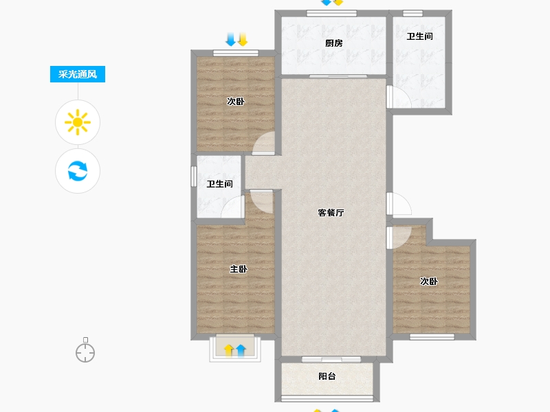 河北省-邢台市-水岸学府-110.82-户型库-采光通风