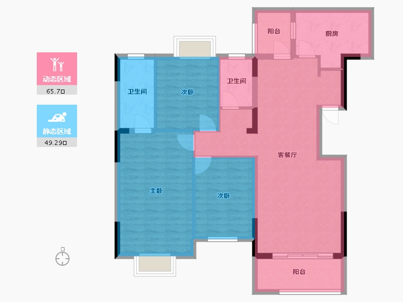 海南省-海口市-汇元幸福森林-103.57-户型库-动静分区