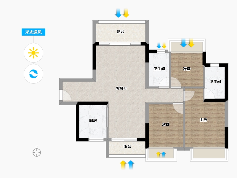 广东省-湛江市-吴川奥园冠军城-80.91-户型库-采光通风