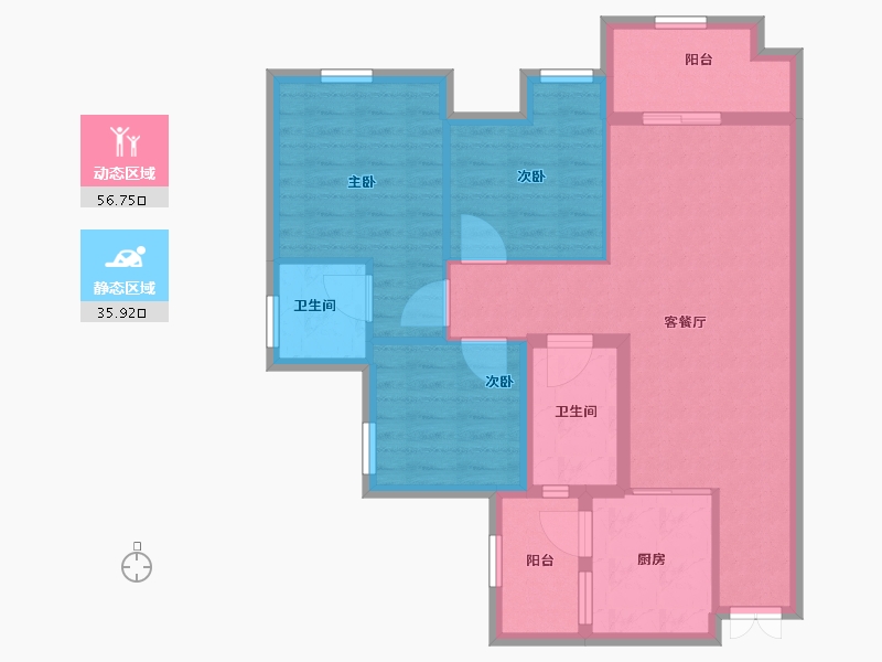 四川省-巴中市-平昌金域华府-82.61-户型库-动静分区