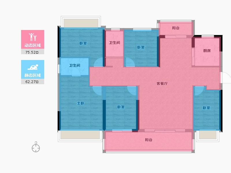 广东省-梅州市-五华碧桂园凤凰城-124.96-户型库-动静分区