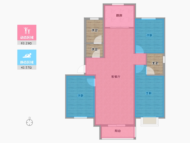 河北省-邢台市-水岸学府-108.75-户型库-动静分区