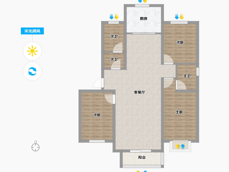 河北省-邢台市-水岸学府-108.75-户型库-采光通风