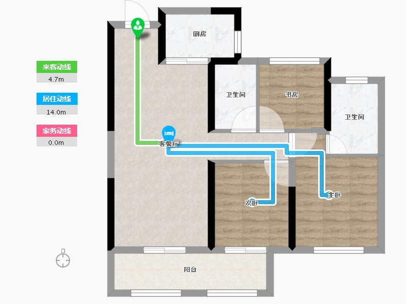 陕西省-宝鸡市-三迪金域中央3期-71.32-户型库-动静线