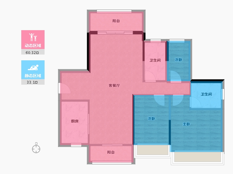 广东省-湛江市-凯悦华府-84.34-户型库-动静分区