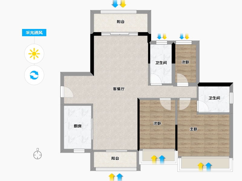 广东省-湛江市-凯悦华府-84.34-户型库-采光通风