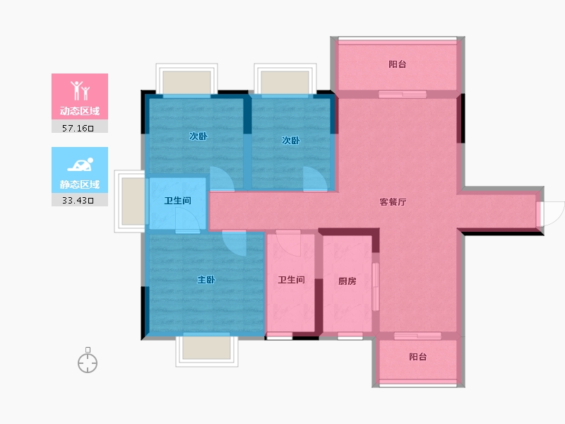 海南省-海口市-汇元文澜世家-80.06-户型库-动静分区