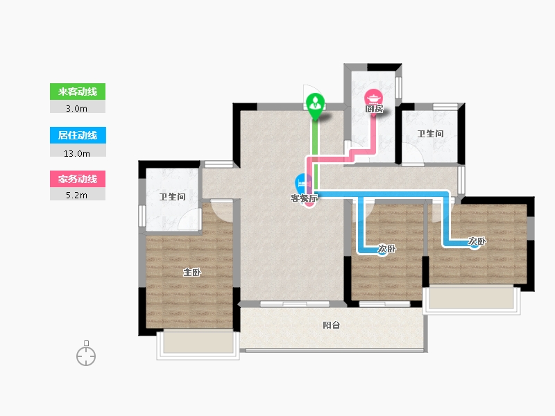 海南省-海口市-南海幸福汇三期-85.05-户型库-动静线