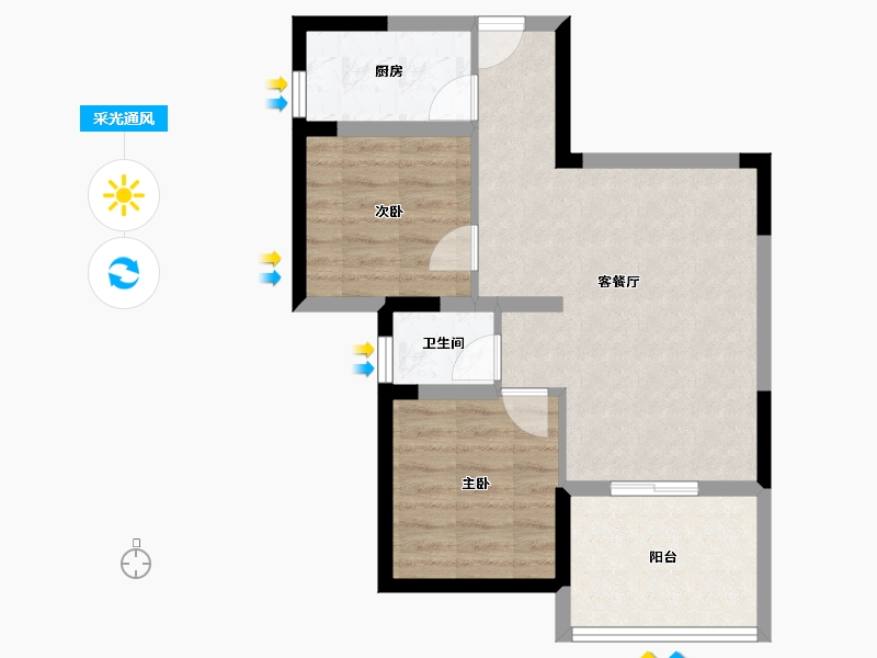 海南省-海口市-长岛蓝湾-56.63-户型库-采光通风