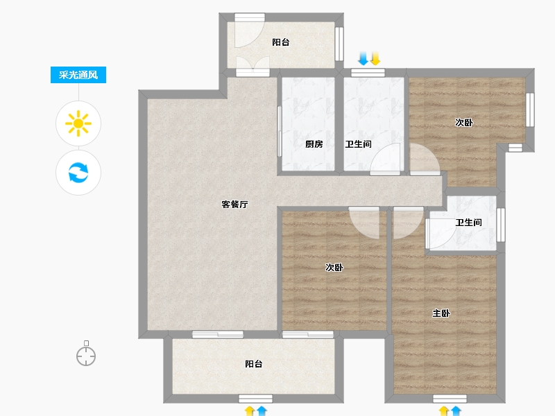 四川省-巴中市-平昌金域华府-92.30-户型库-采光通风