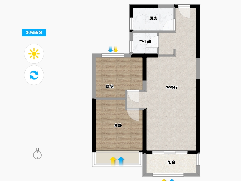 河南省-郑州市-环翠居-67.12-户型库-采光通风