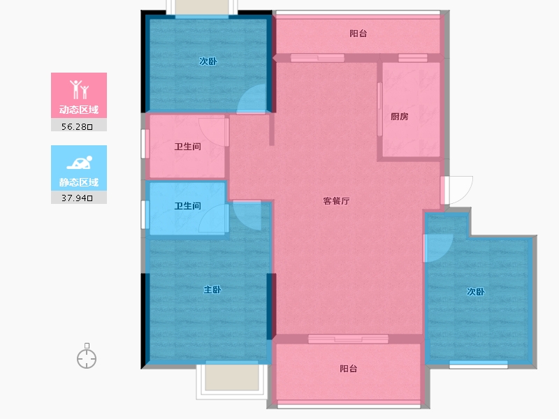 湖北省-随州市-公园三号-84.82-户型库-动静分区