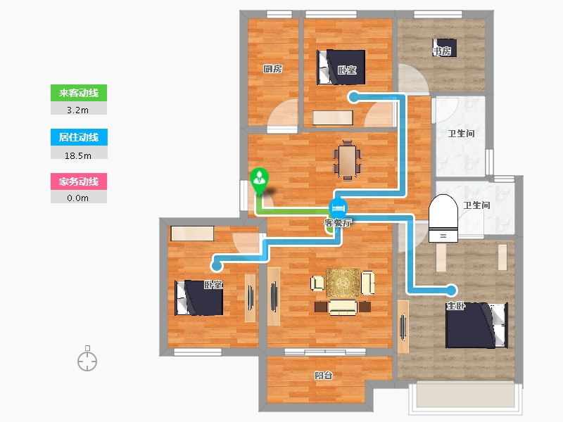 浙江省-湖州市-富力绿地西湖观邸-95.81-户型库-动静线