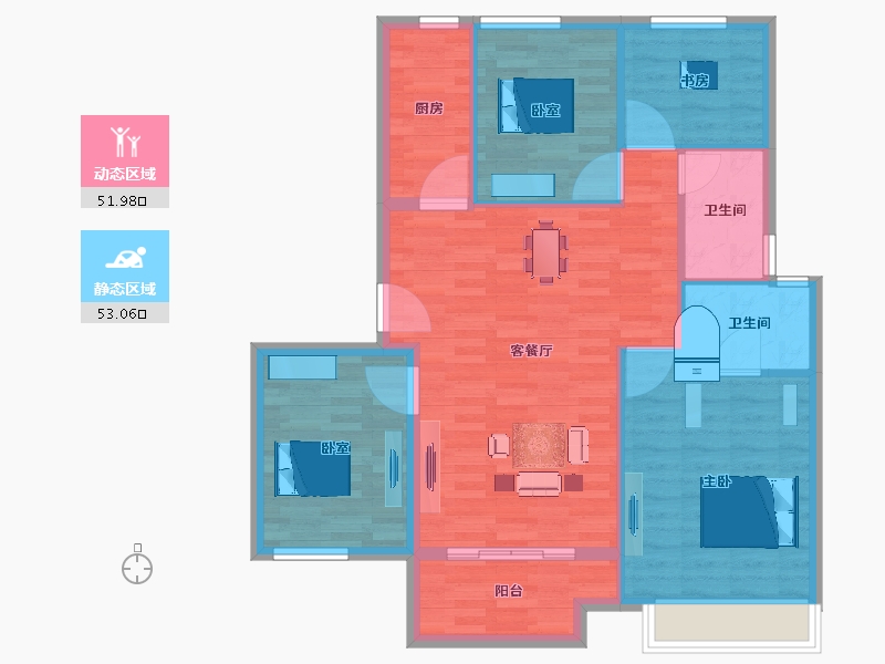 浙江省-湖州市-富力绿地西湖观邸-95.81-户型库-动静分区