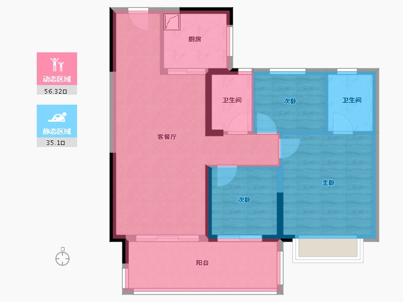 江苏省-盐城市-凤凰城-82.00-户型库-动静分区