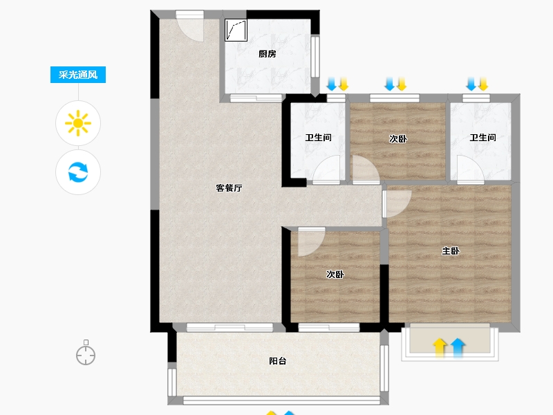 江苏省-盐城市-凤凰城-82.00-户型库-采光通风