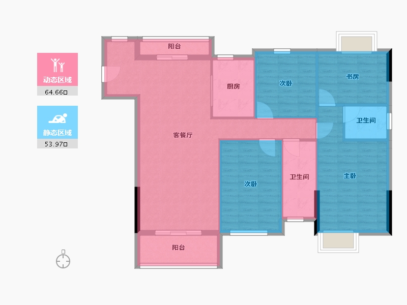 湖北省-随州市-公园三号-107.72-户型库-动静分区