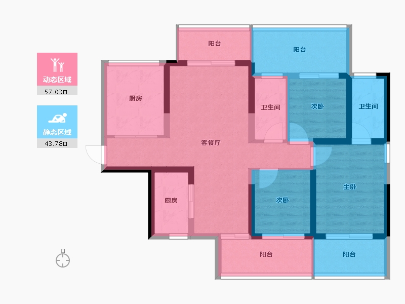 海南省-海口市-南海幸福汇三期-88.96-户型库-动静分区