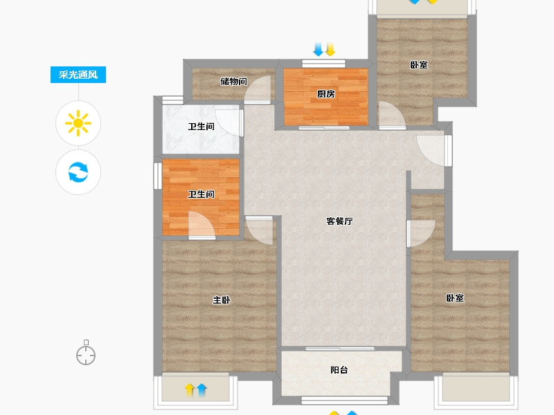 浙江省-湖州市-富力绿地西湖观邸-80.33-户型库-采光通风