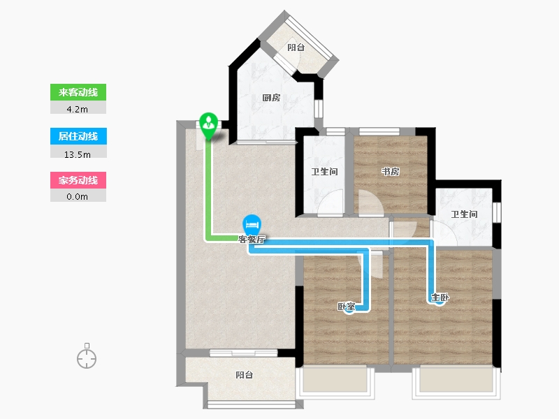 广东省-湛江市-绿地新里海玥公馆-69.43-户型库-动静线