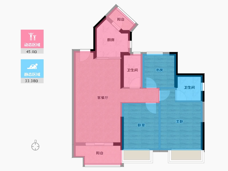 广东省-湛江市-绿地新里海玥公馆-69.43-户型库-动静分区