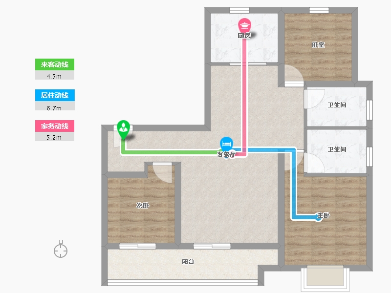 山东省-威海市-​威海万达广场-84.73-户型库-动静线