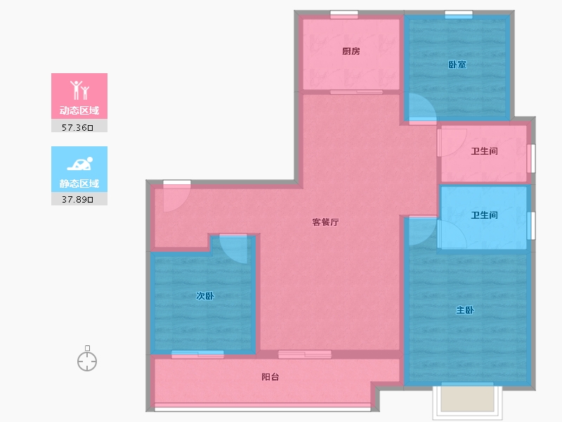 山东省-威海市-​威海万达广场-84.73-户型库-动静分区