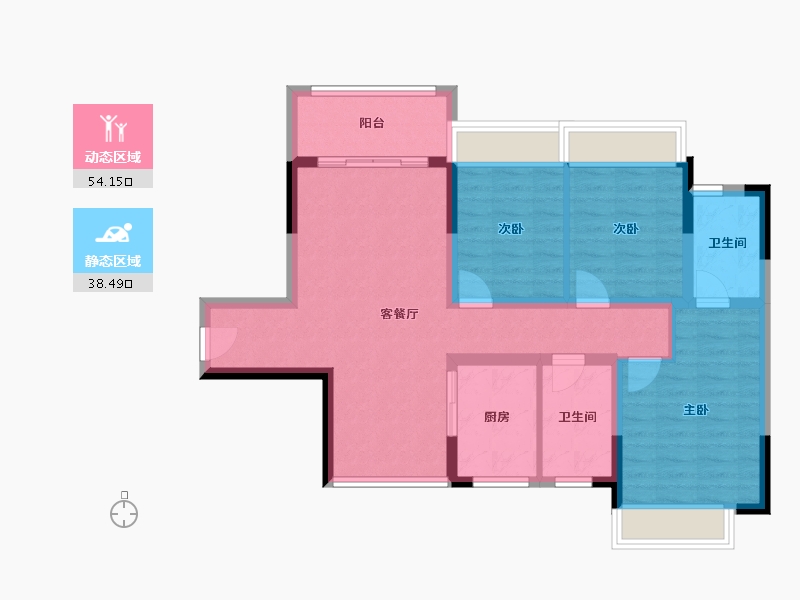 海南省-海口市-南海幸福汇三期-82.05-户型库-动静分区