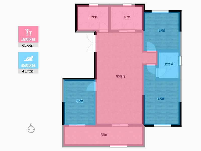 辽宁省-丹东市-力勤·山语澜亭-93.35-户型库-动静分区