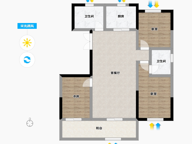 辽宁省-丹东市-力勤·山语澜亭-93.35-户型库-采光通风