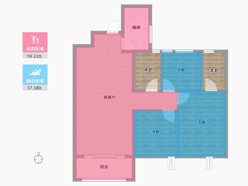 河北省-邢台市-盛邦幸福里-93.93-户型库-动静分区