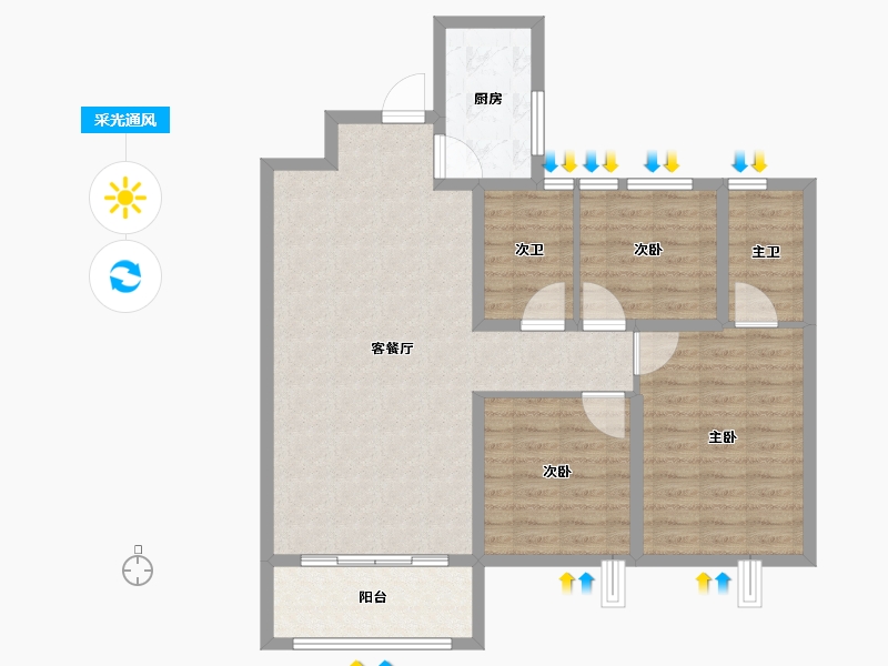 河北省-邢台市-盛邦幸福里-93.93-户型库-采光通风