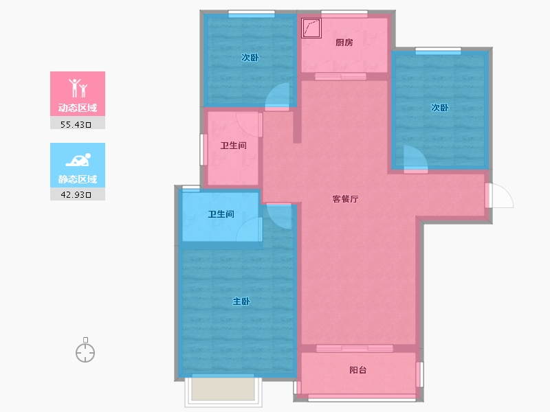 陕西省-宝鸡市-壹号公园-95.00-户型库-动静分区