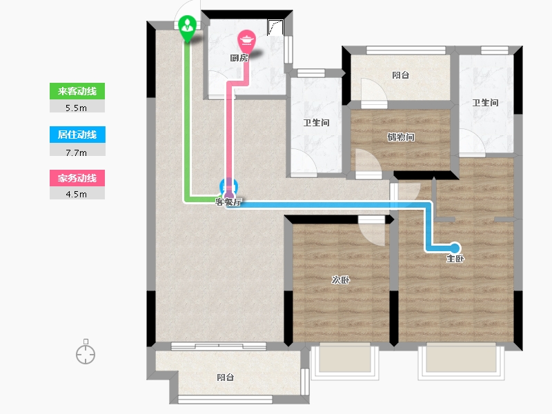 江西省-赣州市-宁都中梁壹号院-86.40-户型库-动静线