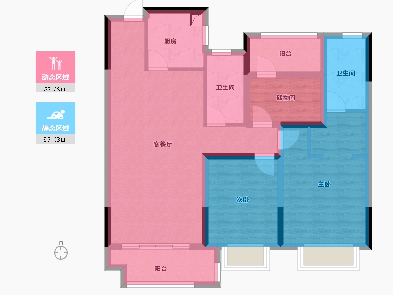 江西省-赣州市-宁都中梁壹号院-86.40-户型库-动静分区