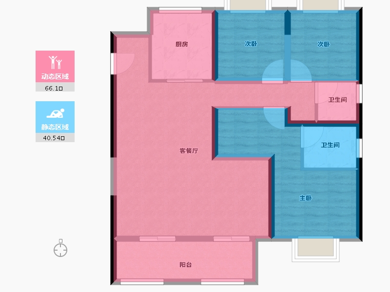 陕西省-宝鸡市-三迪金域中央3期-95.28-户型库-动静分区