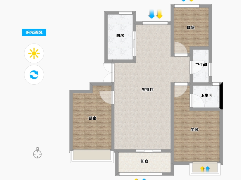 河南省-许昌市-恒达玖玺府-108.80-户型库-采光通风