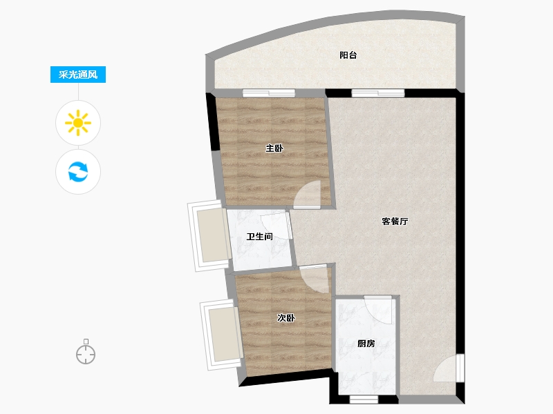 海南省-海口市-长岛蓝湾-64.41-户型库-采光通风