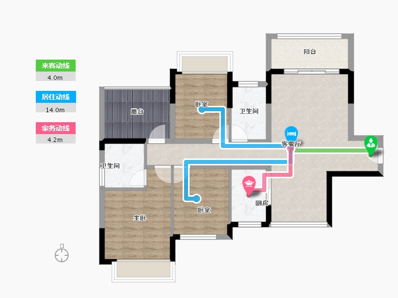 海南省-海口市-南海幸福汇三期-85.95-户型库-动静线