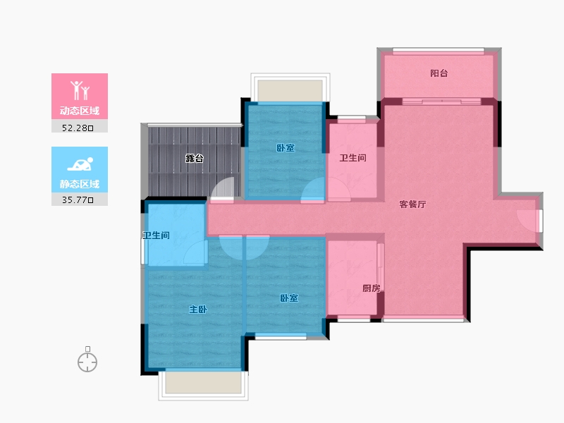 海南省-海口市-南海幸福汇三期-85.95-户型库-动静分区