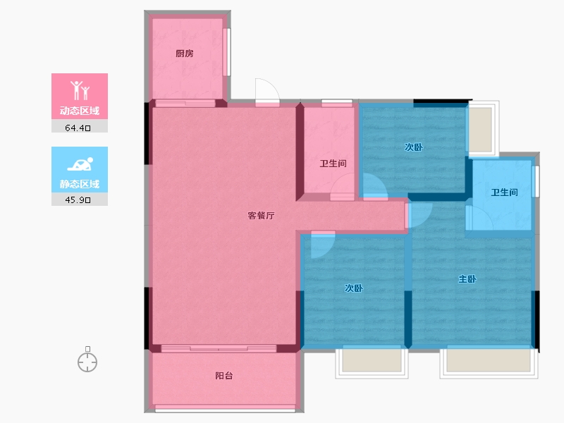 广东省-阳江市-海陵岛·海怡新邨-98.75-户型库-动静分区