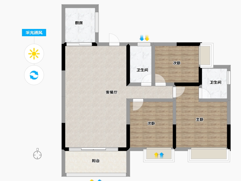 广东省-阳江市-海陵岛·海怡新邨-98.75-户型库-采光通风