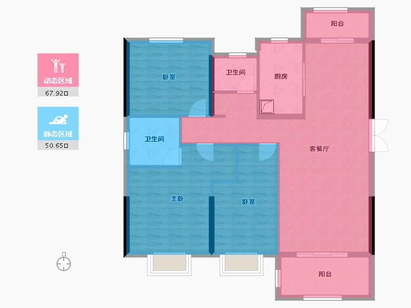 湖北省-黄石市-金銮龙吟湾-107.34-户型库-动静分区