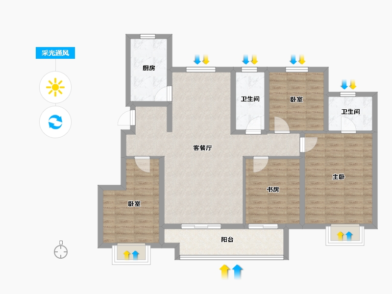 山东省-威海市-​威海万达广场-104.00-户型库-采光通风