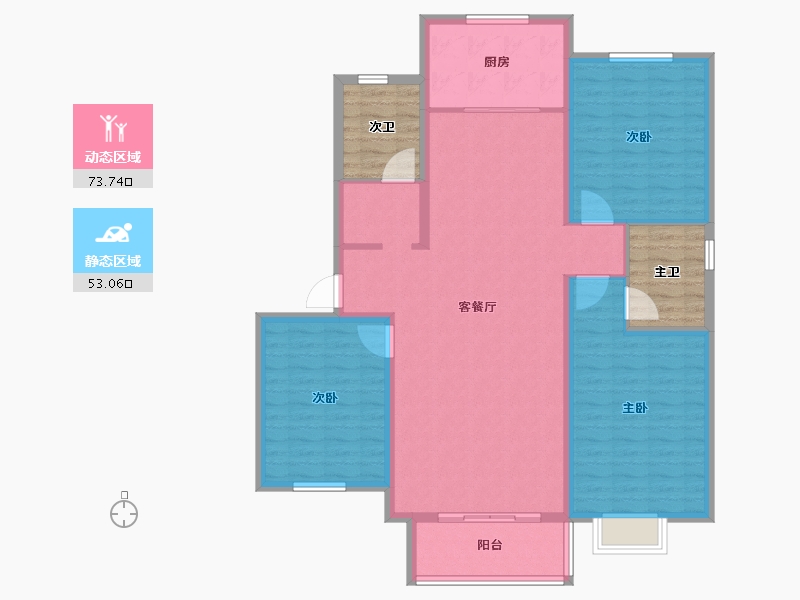 河北省-邢台市-水岸学府-126.60-户型库-动静分区