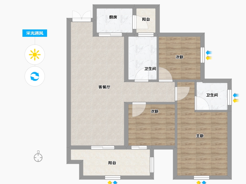 四川省-巴中市-平昌金域华府-84.16-户型库-采光通风