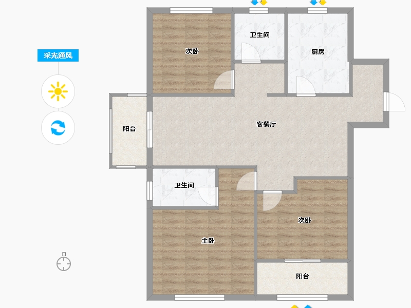 湖北省-黄冈市-翰林学府-99.31-户型库-采光通风