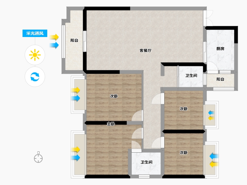 湖南省-衡阳市-锦泰新城-120.00-户型库-采光通风